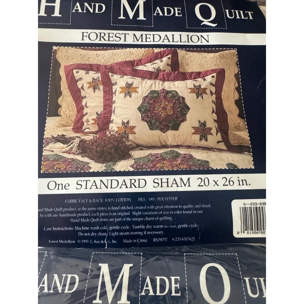 Vintage NEW Set of 2  Quilt Shams – Standard Size Hand Stitched,  1990s